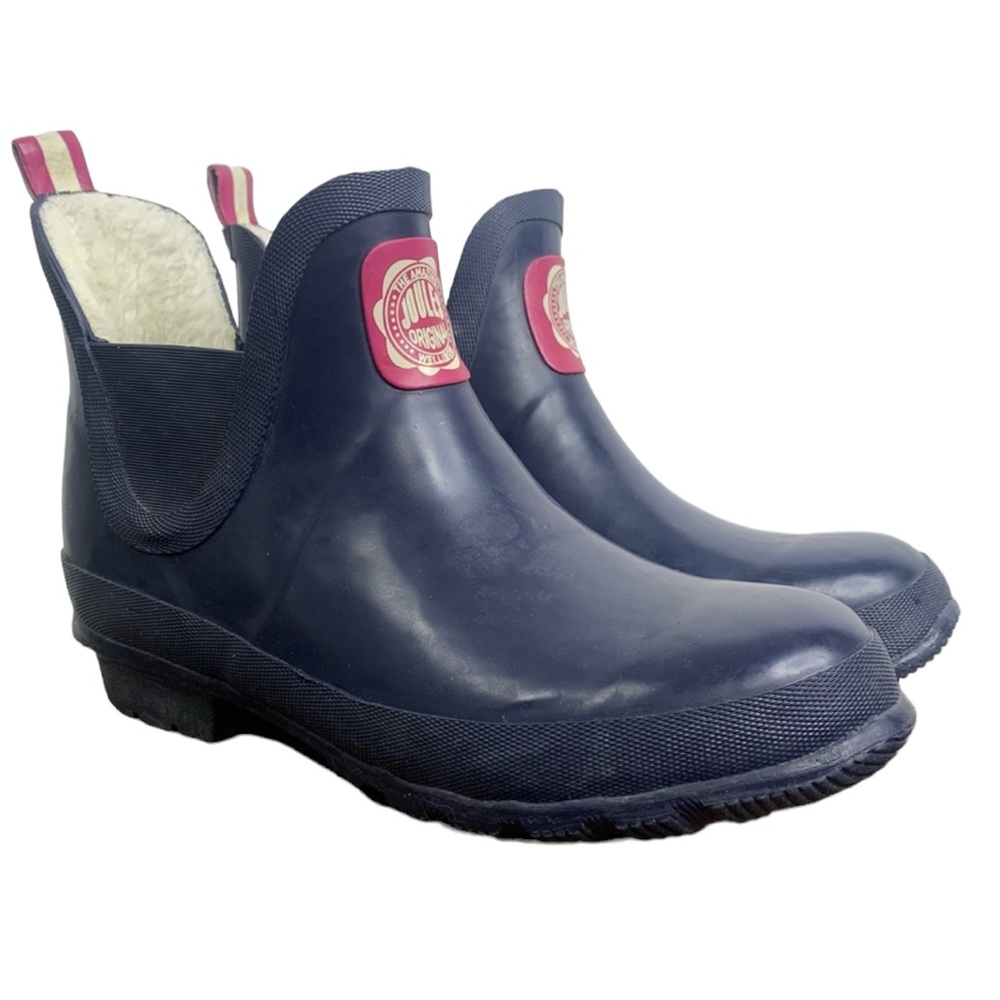 Joules Wellibob Fleece Lined Pull on Short Height Rain Boot Size 7